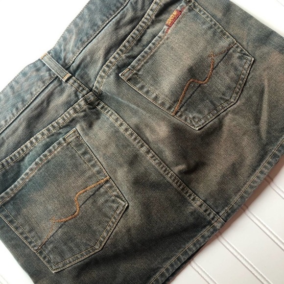 7 for All Mankind Denim Jean Mini Skirt Size 28 Blue Gray Acid Wash - Picture 12 of 13